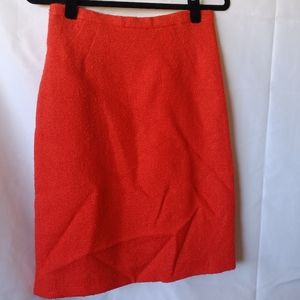 Vintage Handmade Pencil Skirt - Bright Orange Red - 60s or 70s - Small 2 4